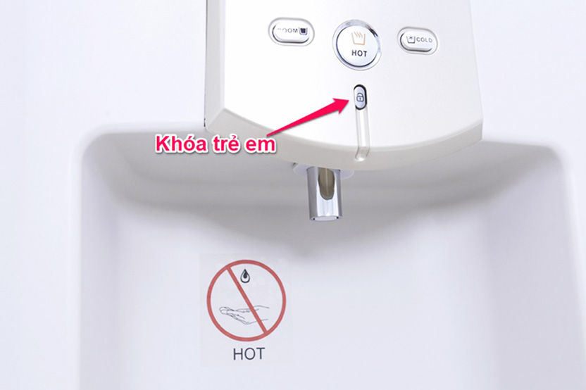 Máy lọc nước nóng lạnh V-ET-1 còn có chệ độ khóa an toàn cho trẻ em