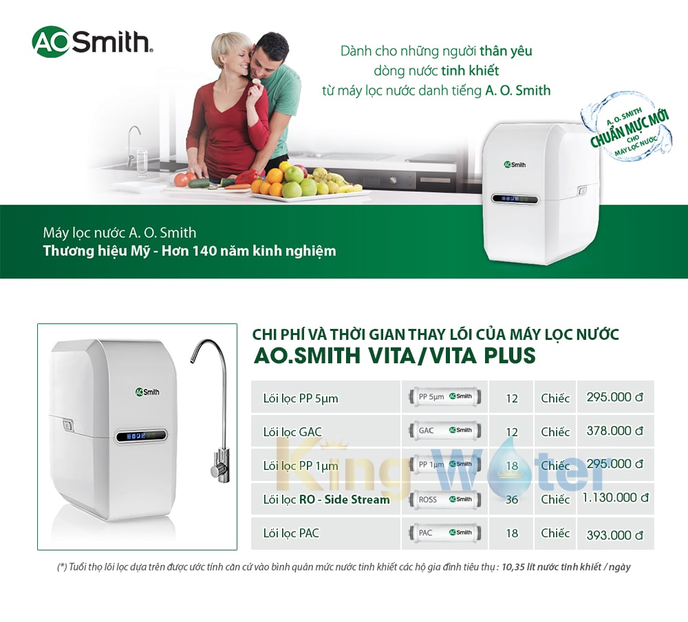 Chi phí và thời gian thay lõi máy lọc nước Aosmith Vita