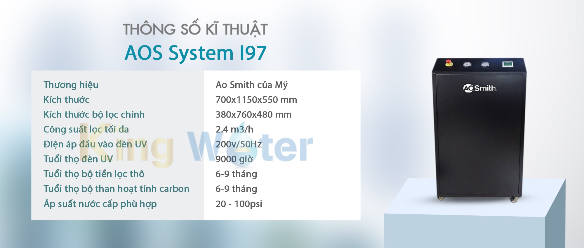 Thông số kĩ thuật máy lọc nước Ao Smith System i97